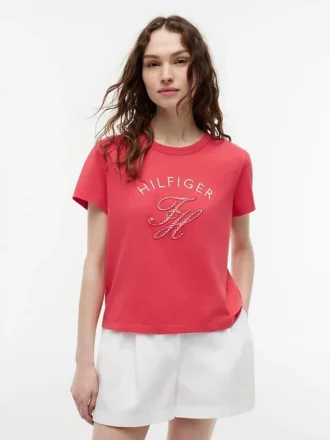 Gingham Script Monogram T-skjorte