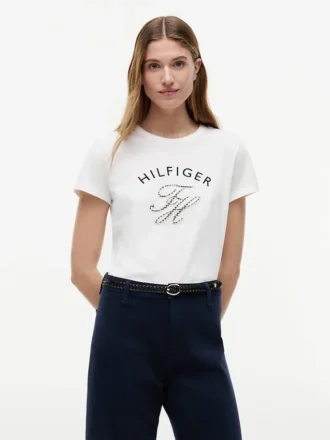 Gingham Script Monogram T-skjorte