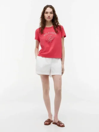 Gingham Script Monogram T-skjorte