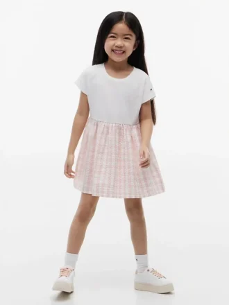 Gingham Seersucker-kombikjole for barn