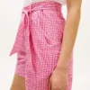 Gingham-seersucker-shorts med belte