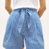 Gingham-seersucker-shorts med belte