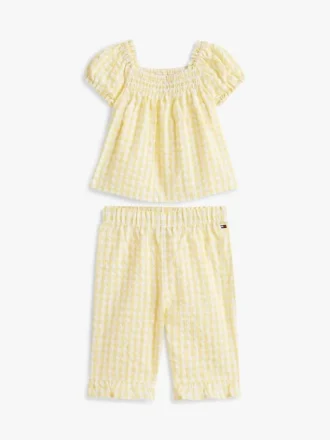 Gingham-sett med topp og bukser til babyer