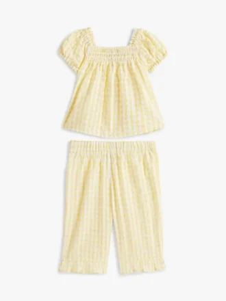 Gingham-sett med topp og bukser til babyer