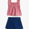 Gingham-sett med topp og shorts til babyer