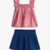 Gingham-sett med topp og shorts til babyer