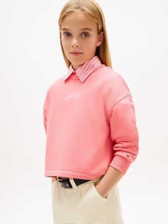 Glitter-genser med Tommy-logo for barn