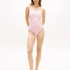Halter-badedrakt med monogram over hele