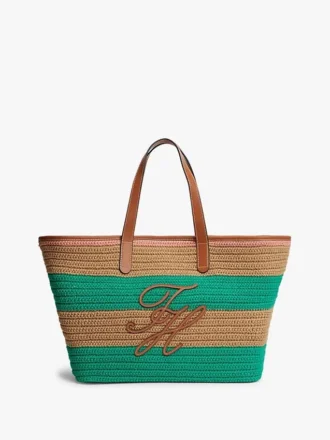 Heklet totebag med nautiske striper