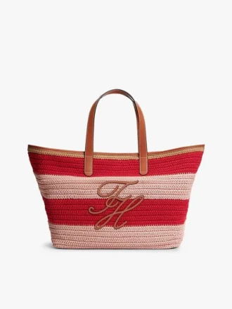 Heklet totebag med nautiske striper