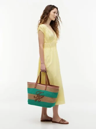 Heklet totebag med nautiske striper