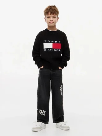 Hilfiger-baggyjeans med graffititrykk for barn