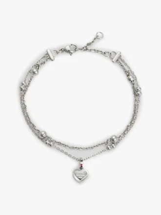 Hjerte-charm dobbeltlags armbånd