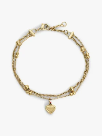 Hjerte-charm dobbeltlags armbånd