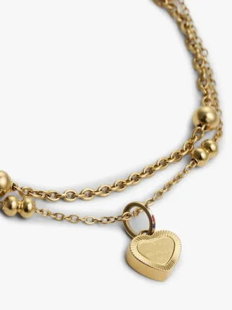Hjerte-charm dobbeltlags armbånd