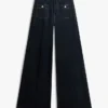Høytaljede stretchjeans med vid benvidde