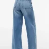 Jeans med høy midje, bredt ben og belte