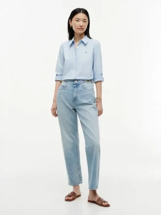 Jeans med høy midje og avsmalnende ben