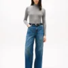 Jeans med høy midje og vide ben