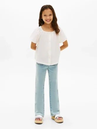 Jeans med påsydde lommer og vid ben for barn