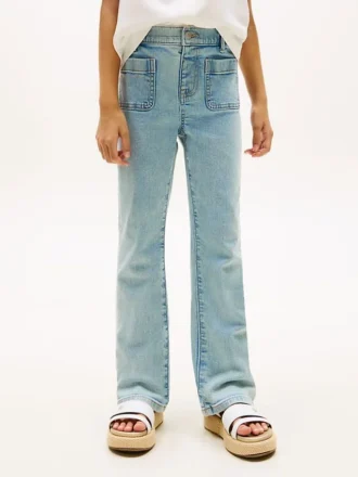 Jeans med påsydde lommer og vid ben for barn