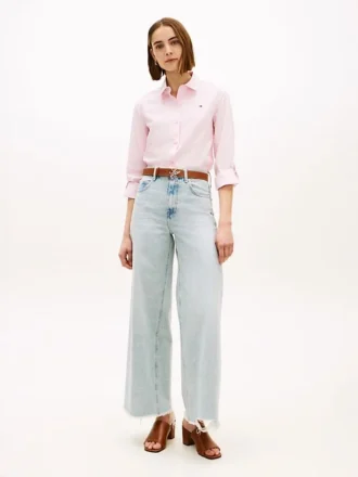 Jeans med rå kant, høy midje og vide ben