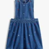 Jumperkjole i denim med blomstermønster for barn