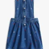 Jumperkjole i denim med blomstermønster for barn