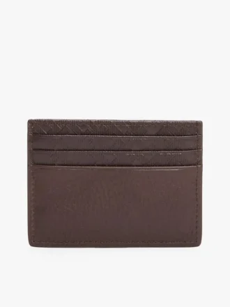 Kortlomme i kornet skinn med monogram