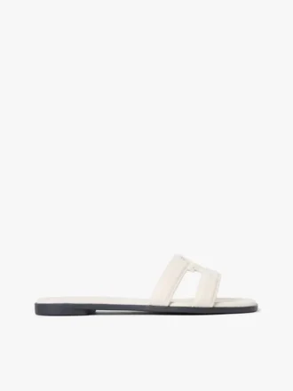 Lærsandaler med TH Monogram