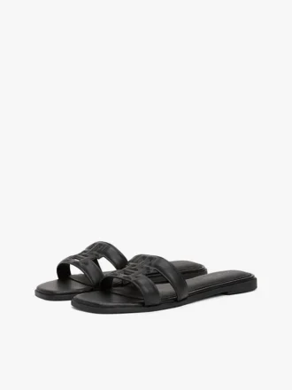 Lærsandaler med TH Monogram