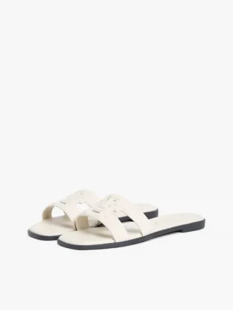 Lærsandaler med TH Monogram