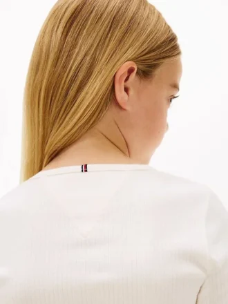 Langermet ribbet T-skjorte med logo for barn