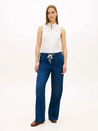 Lett pull-on-Jeans med vid ben