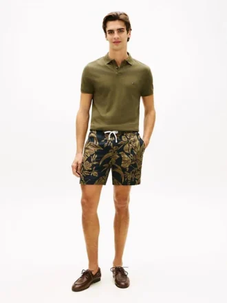 Linen shorts med tropisk mønster