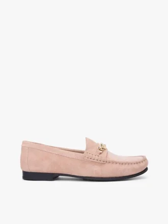 Loafers i ruskind med kjetting