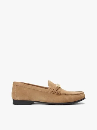 Loafers i ruskind med kjetting