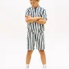 Løse, stripete shorts i linblanding for barn