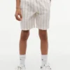 Løse, stripete shorts i linblanding for barn