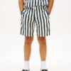 Løse, stripete shorts i linblanding for barn