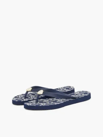 Metal Hardware TH Script Print Flip-Flop