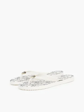 Metal Hardware TH Script Print Flip-Flop
