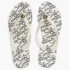 Metal Hardware TH Script Print Flip-Flop