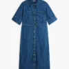 Midi-kjole i denim med belte
