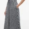 Midi-kjole i linblanding med gingham-mønster