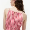 Midi-kjole i linblanding med gingham-mønster