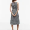Midi-kjole i linblanding med gingham-mønster