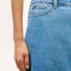 Midi-skjørt i denim med ubehandlet kant