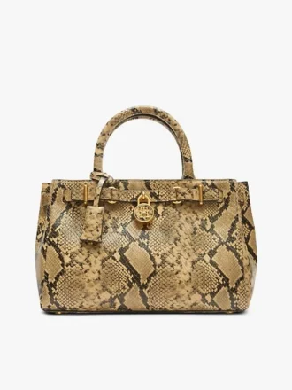 Mini-tote-veske i slangeskinn-preget skinn