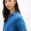 Minikjole i denim med åpen knappeliste